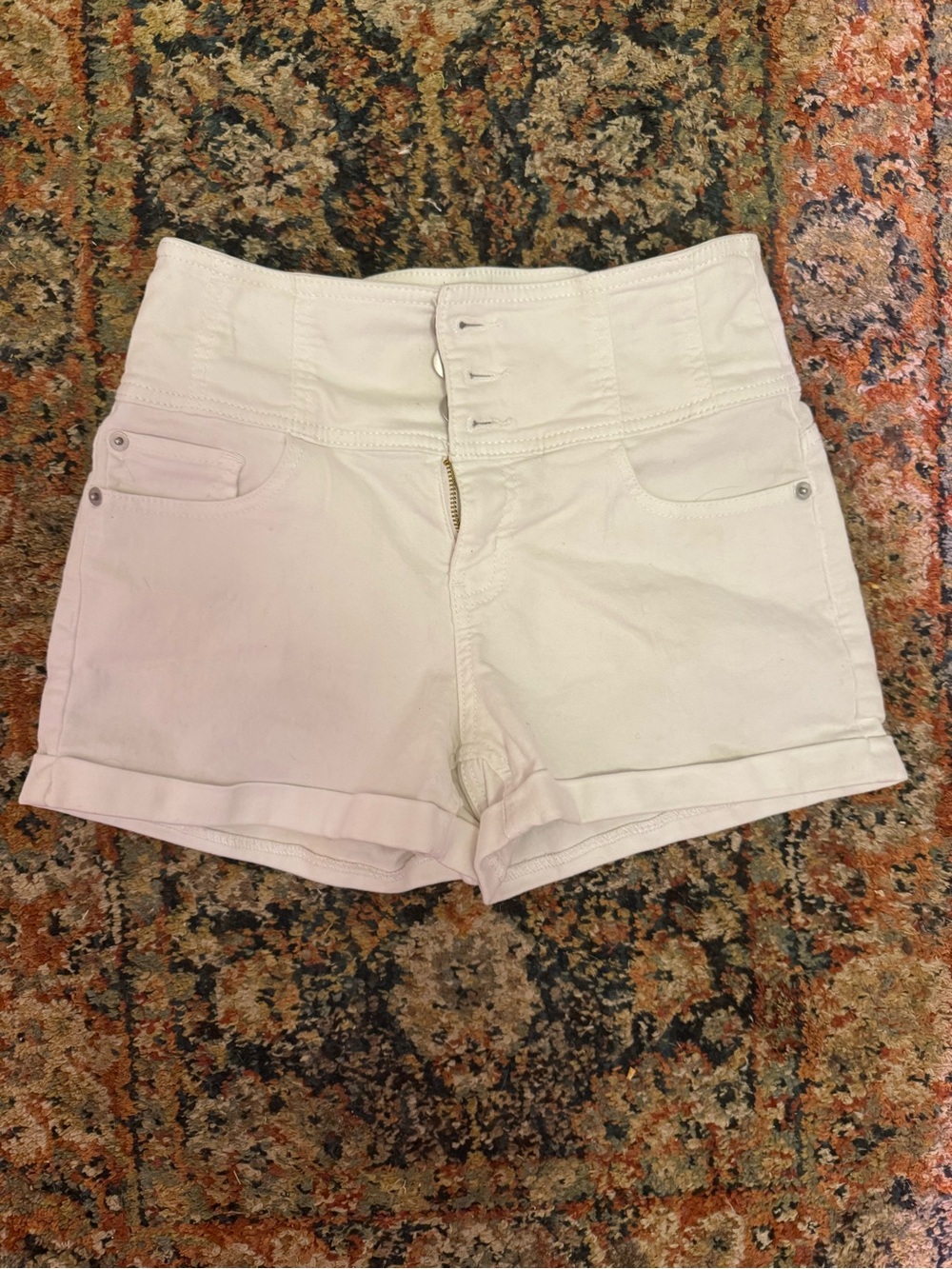 No Boundaries White High-Waist Girls' Shorts